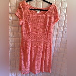 dressbarn Coral Lace Midi Dress